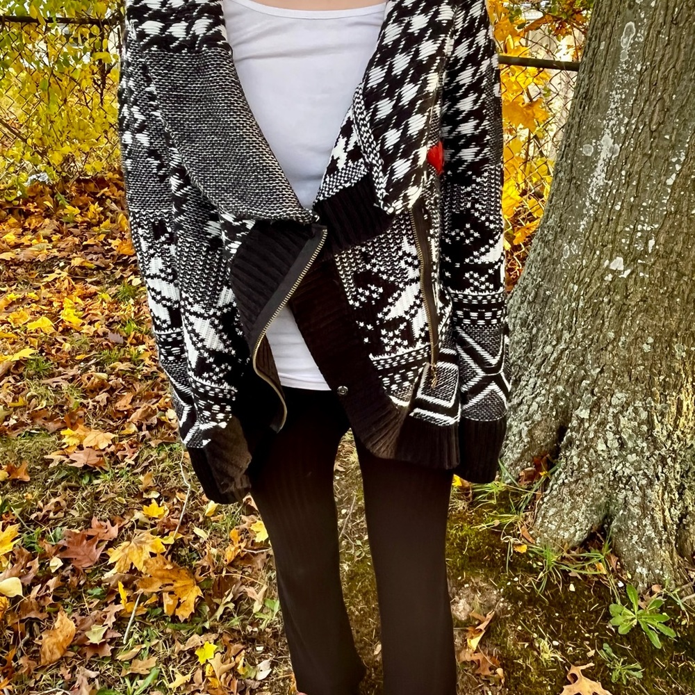authentic psychedelic y2k Desigual wool blend sideway zip cardigan sweater♥️